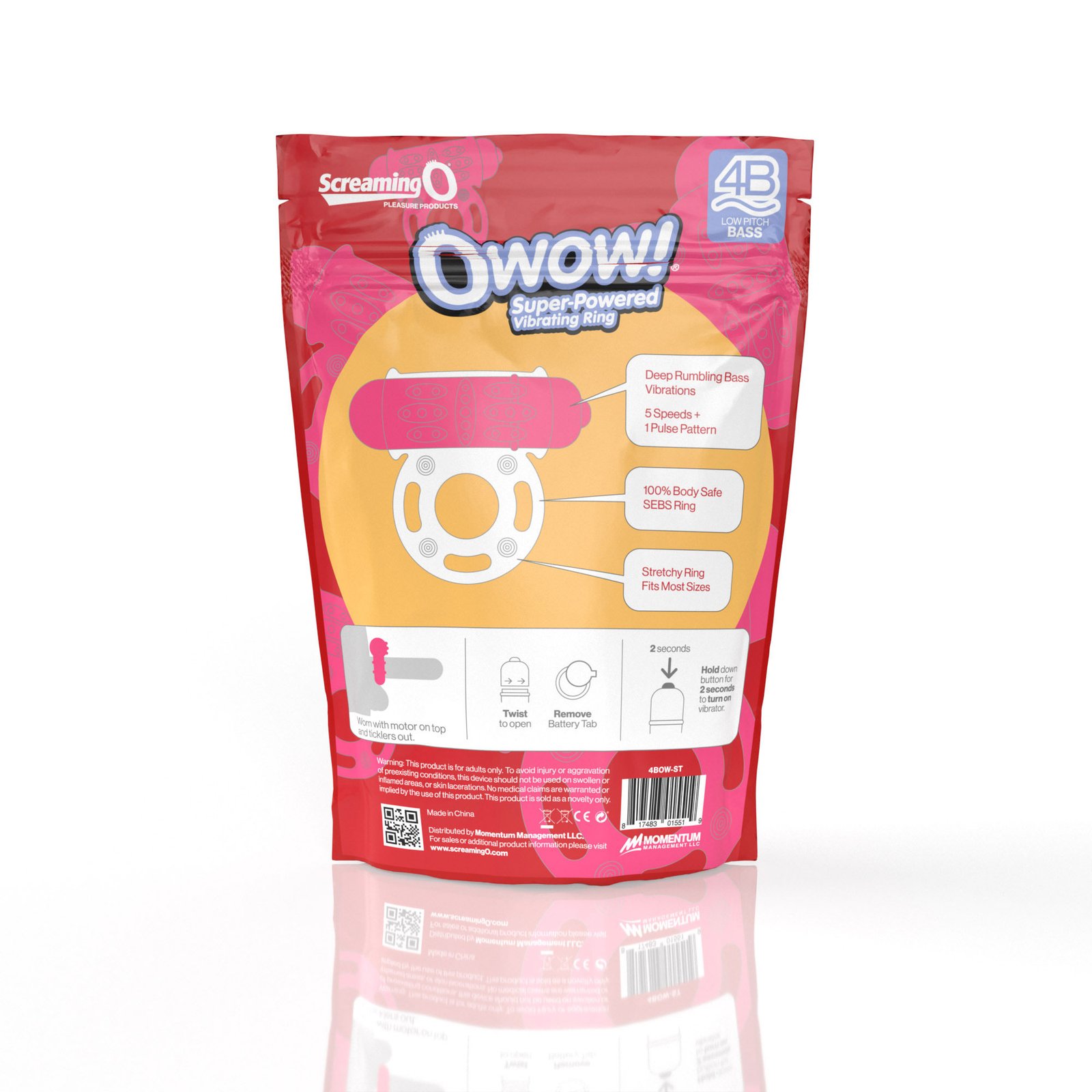 Screaming O 4b - Owow Super Powered Vibrating Ring - Strawberry image 0 Screaming O 4b - Owow Super Powered Vibrating Ring - Strawberry - Image 1
