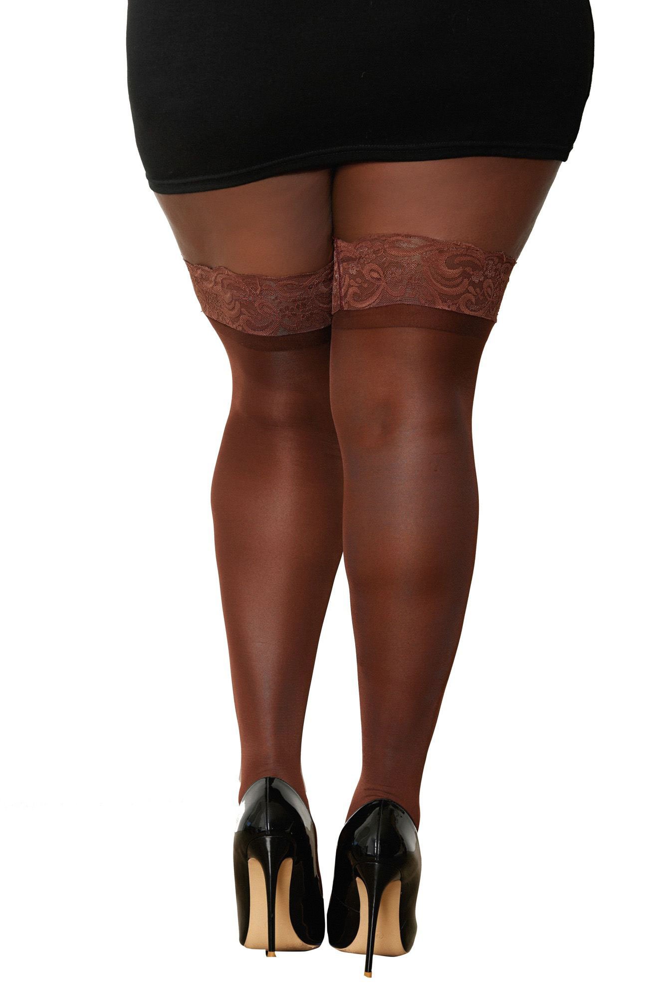 Lace Top Thigh High - Queen Size - Espresso image 0 Lace Top Thigh High - Queen Size - Espresso - Image 1