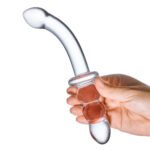 8 Inch Ribbed G-Spot Glass Dildo - Clear - Image 3