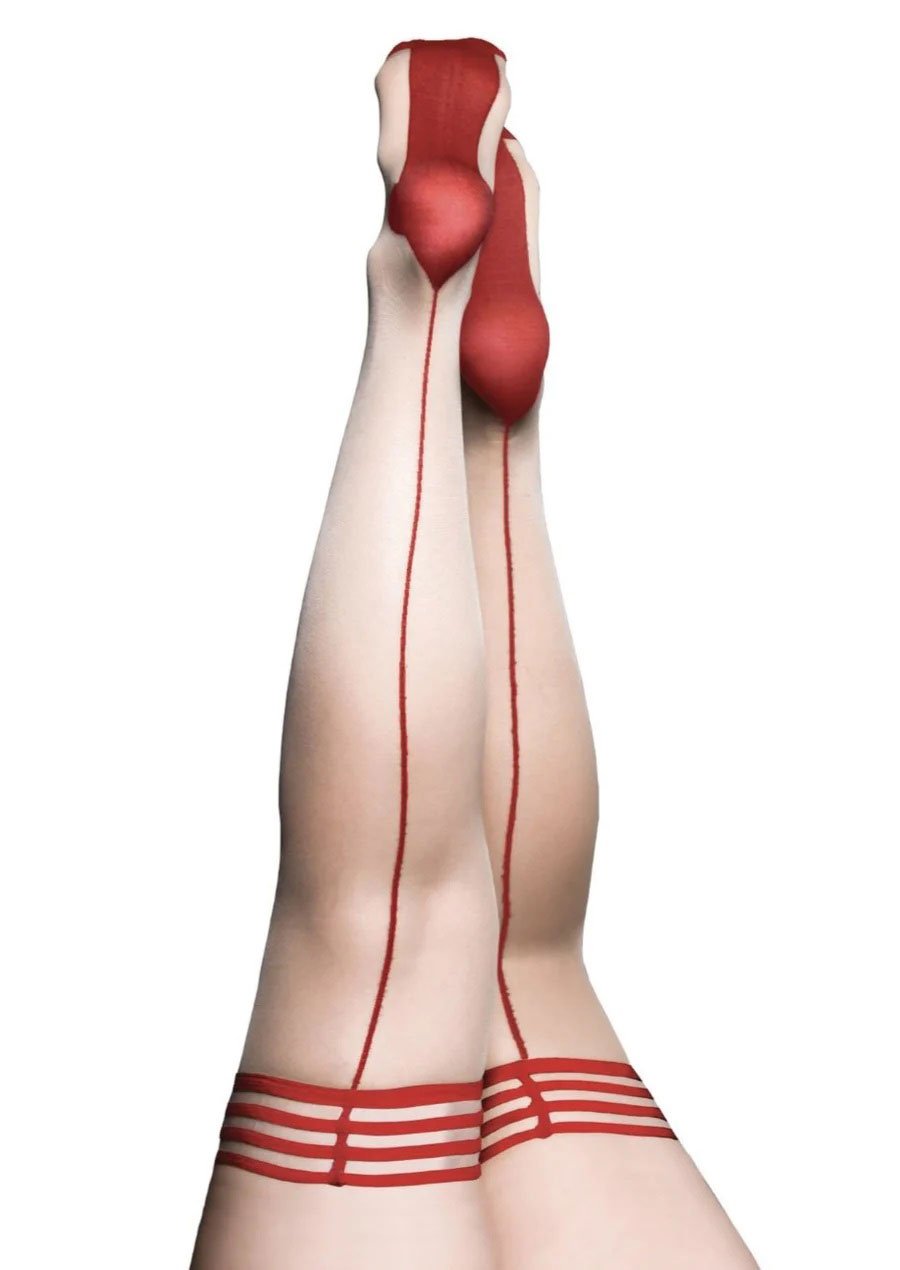 Whitney -Red Back Seam Thigh High - Size B - Nude image 0 Whitney -Red Back Seam Thigh High - Size B - Nude - Image 1