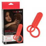 Silicone Rechargeable Vertical Dual Enhancer - Red - Image 2