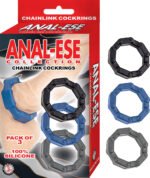 Anal-Ese Chainlink Cockrings - Black/blue/grey - Image 2