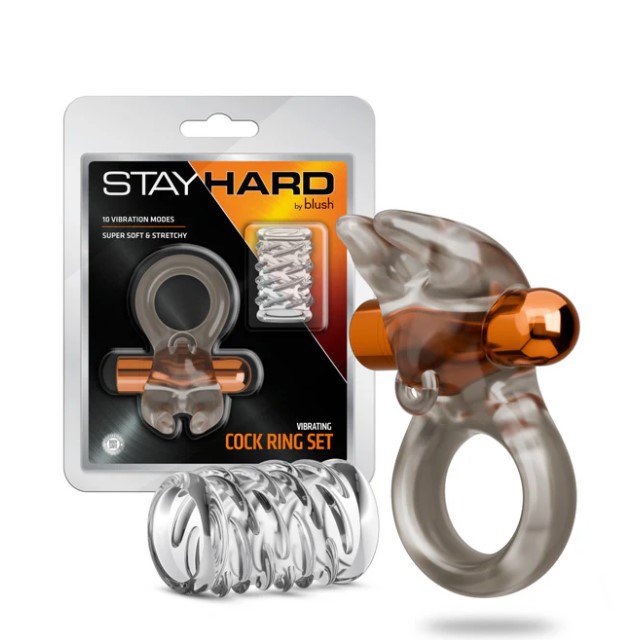 Stay Hard Vibrating Cock Ring Set With Sleeve Textured Sheath image 0 Stay Hard Vibrating Cock Ring Set With Sleeve Textured Sheath - Image 1