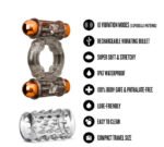 Stay Hard Vibrating Cock Ring Set With Dual Bullets Textured Sheath - Image 4