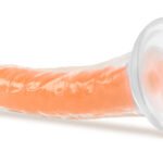 Neo Elite Glow in the Dark - Lavo - 7 Inch Silicone Dual Density Dildo - Neon Orange