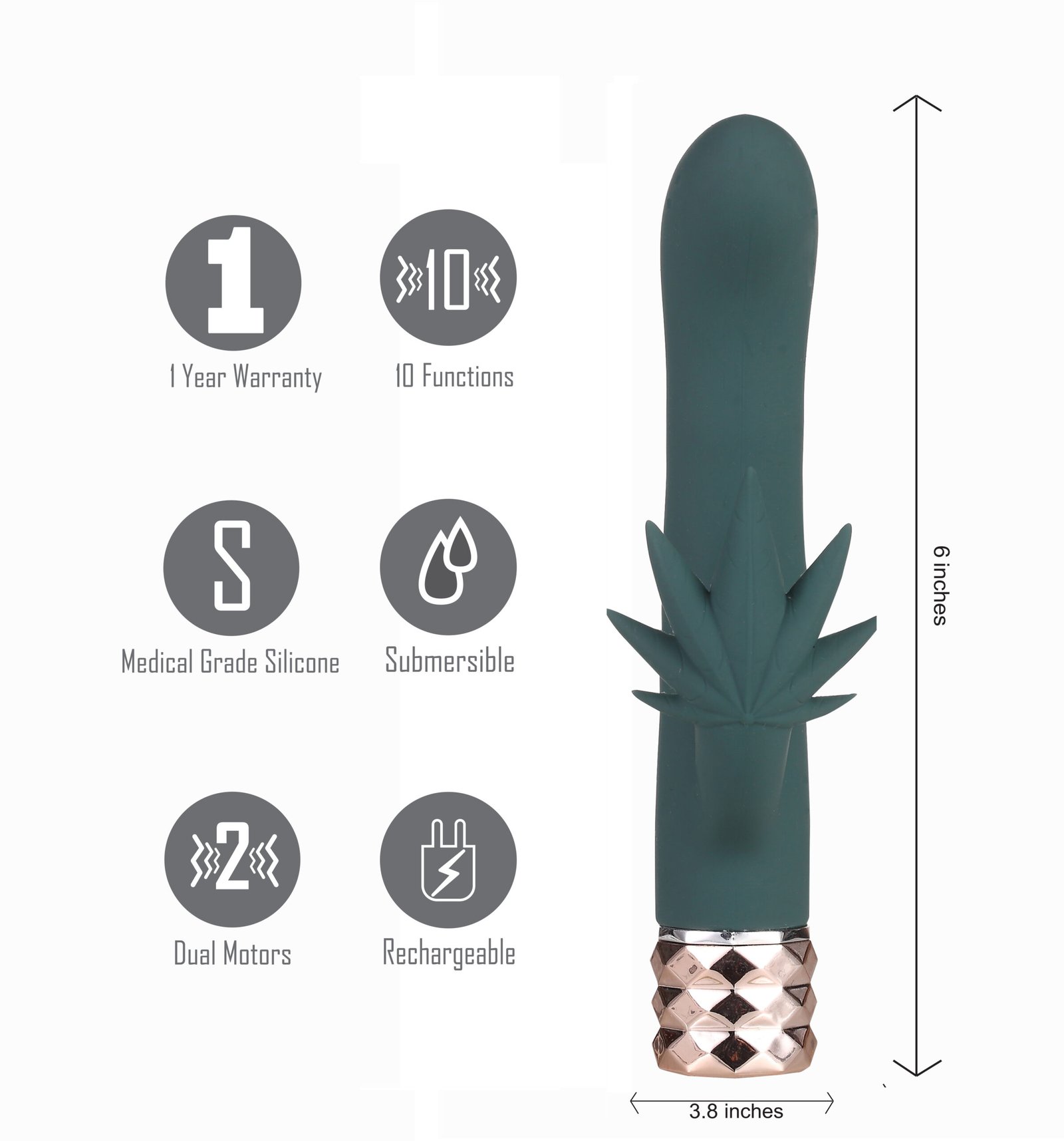 Kusha 420 Series Crystal Gems G-Spot Vibrator - Green image 0 Kusha 420 Series Crystal Gems G-Spot Vibrator - Green - Image 1