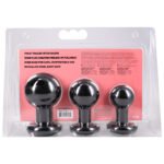 Round Butt Plug 3 Piece Set - Black - Image 2