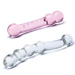 2 Pc Double Pleasure Glass Dildo Set - Pink/clear - Image 2