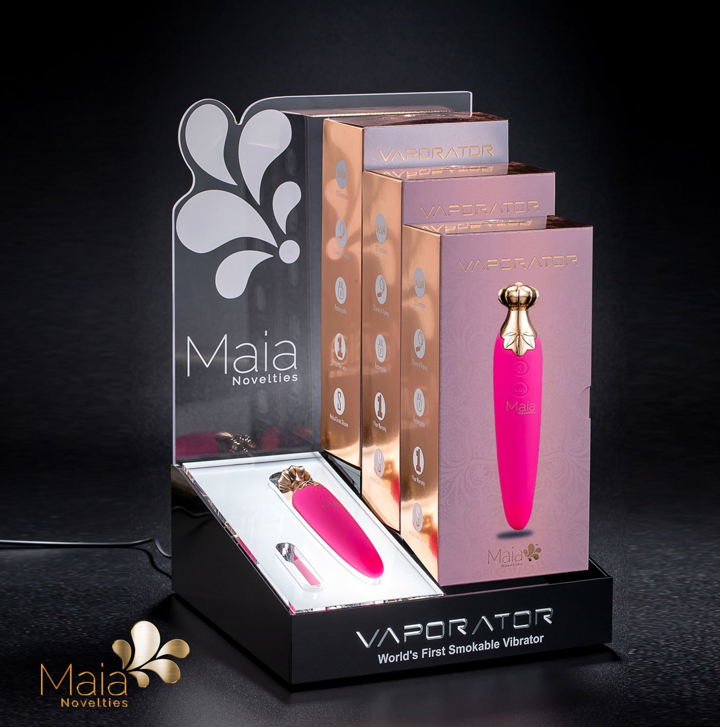 Vaporator Display Stand With 3 Vaporators Plus a Tester image 0 Vaporator Display Stand With 3 Vaporators Plus a Tester - Image 1