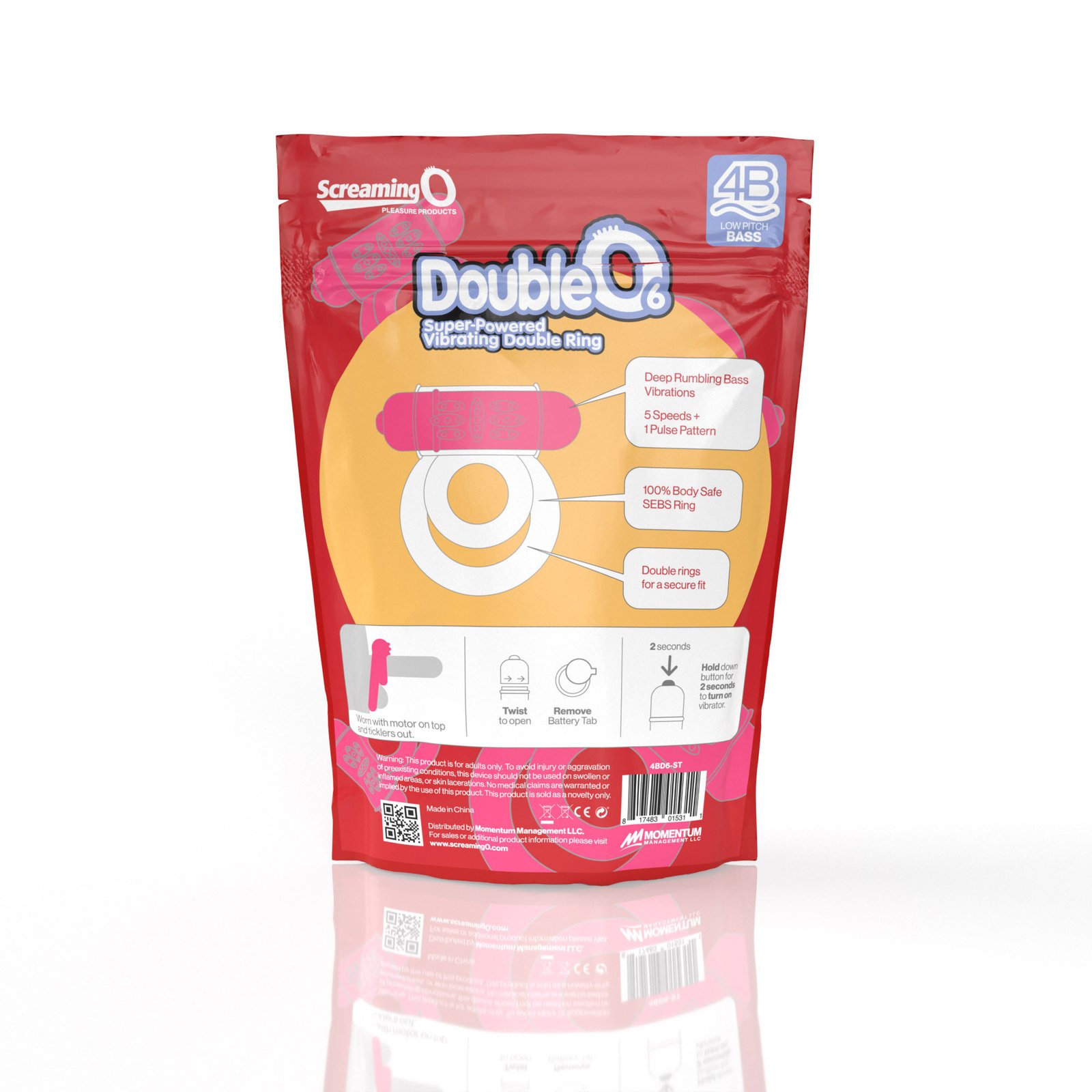 Screaming O 4b - Double O Super Powered Vibrating Double Ring - Strawberry image 0 Screaming O 4b - Double O Super Powered Vibrating Double Ring - Strawberry - Image 1