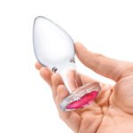 3 Pc Heart Jewel Glass Anal Training Kit - Clear/pink - Image 3