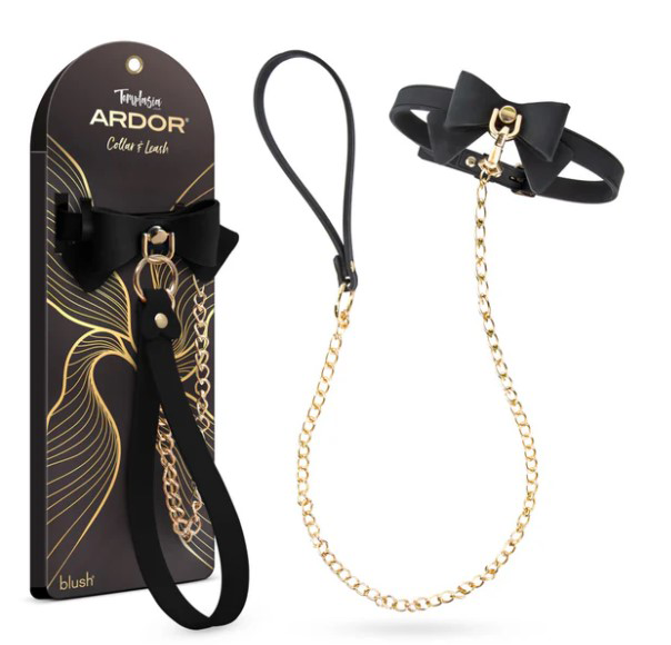 Temptasia Ardor - Collar and Leash - Black With Bow image 0 Temptasia Ardor - Collar and Leash - Black With Bow - Image 1