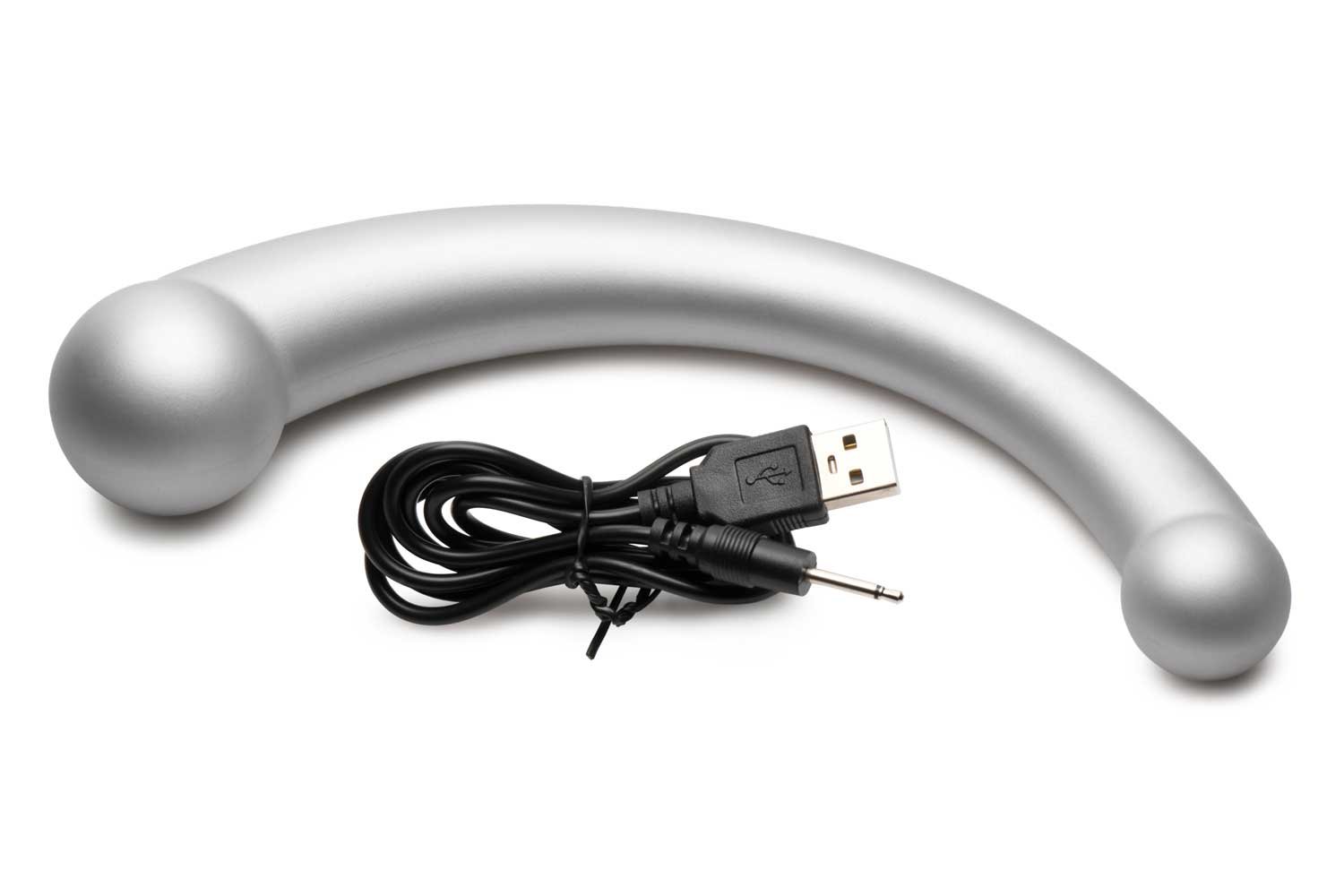 10x Vibra-Crescent Silicone Dual Ended Dildo - Silver image 0 10x Vibra-Crescent Silicone Dual Ended Dildo - Silver - Image 1
