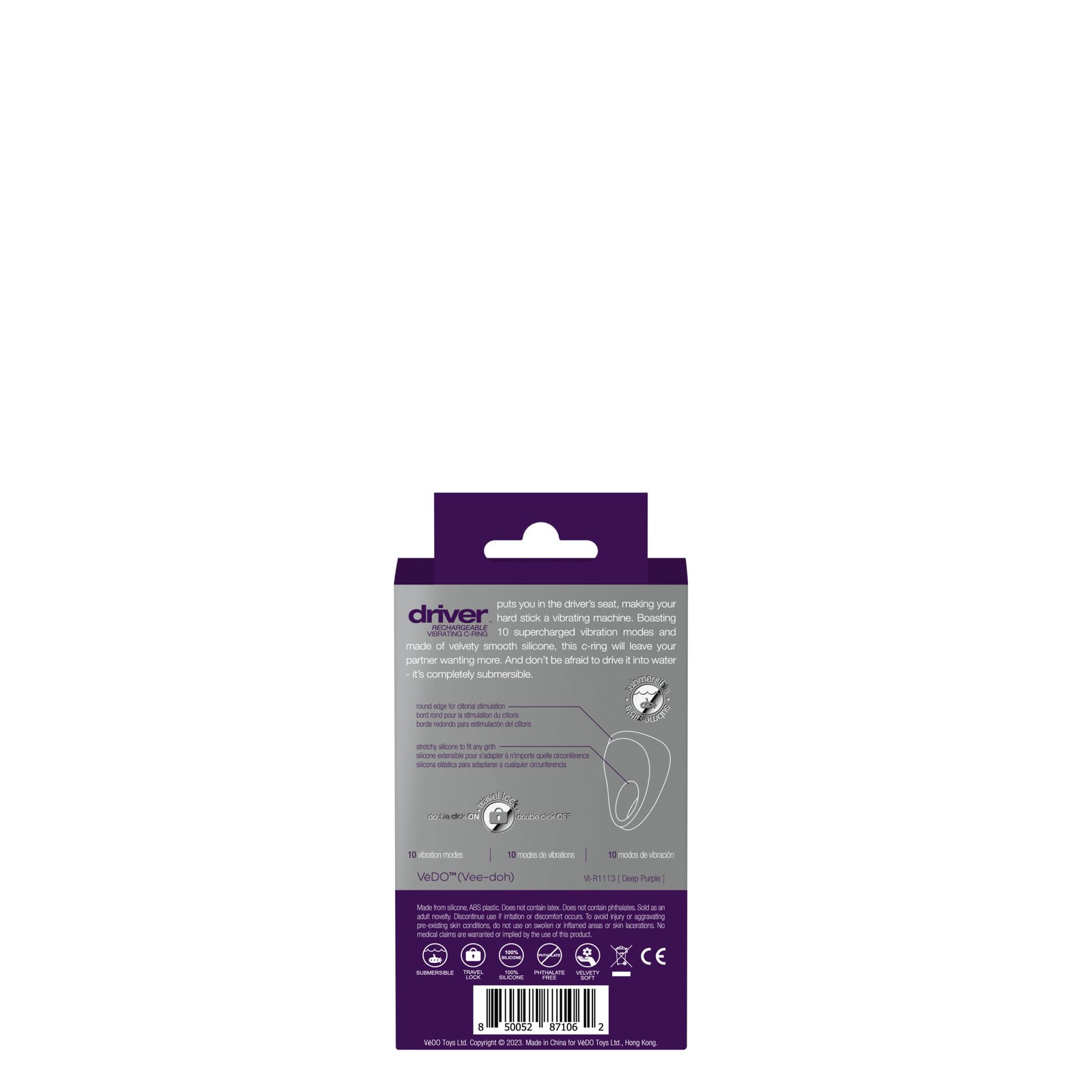 Driver Rechargeable Vibrating C-Ring - Purple image 0 Driver Rechargeable Vibrating C-Ring - Purple - Image 1
