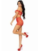 3 Pc Seamless Heart Net Off the Shoulder - One Size - Red - Image 3