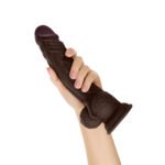 Shaft - Model a 10.5 Inch Liquid Silicone Dong  With Balls - Mahogany - Image 2