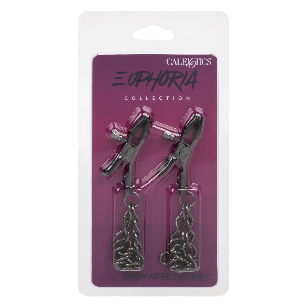 Euphoria Collection Chain Nipple Clamps - Black image 0 Euphoria Collection Chain Nipple Clamps - Black - Image 1