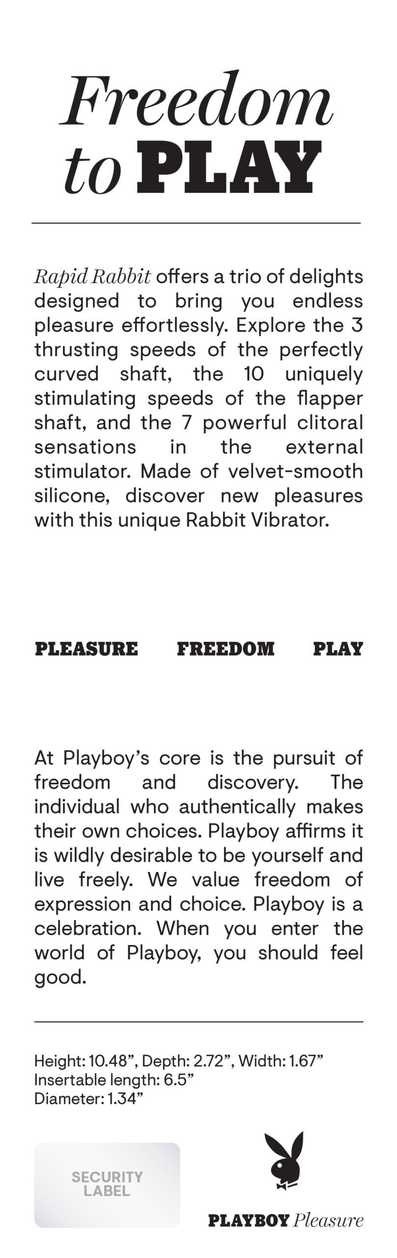 Playboy Pleasure - Rapid Rabbit - Vibrator - Black image 0 Playboy Pleasure - Rapid Rabbit - Vibrator - Black - Image 1
