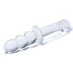8 Inch Ribbed G-Spot Glass Dildo - Clear - Image 5