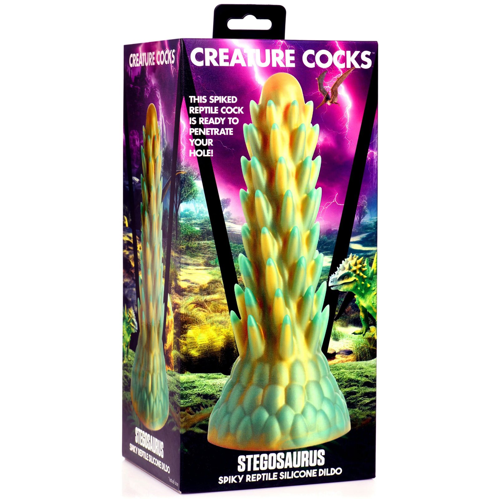 Stegosaurus Spiky Reptile Silicone Dildo - Green image 0 Stegosaurus Spiky Reptile Silicone Dildo - Green - Image 1