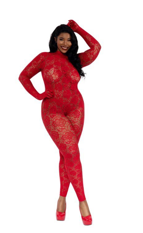 Gloved Bodystocking Dmnd - Qs - Red image 0 Gloved Bodystocking Dmnd - Qs - Red - Image 1