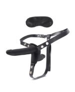Silicone Strap on Harness Dildo With Internal Penetration - Black - Image 3