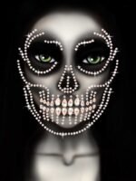 Glow in the Dark Skull Face Jewels Sticker - Image 2
