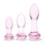 3 Pc Rosebud Butt Plug Set - Pink - Image 6