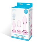 3 Pc Rosebud Butt Plug Set - Pink - Image 5