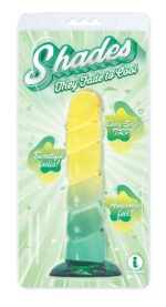 Shades, 7.5" Swirl Jelly Tpr Gradient Dong - Yellow and Mint - Image 2