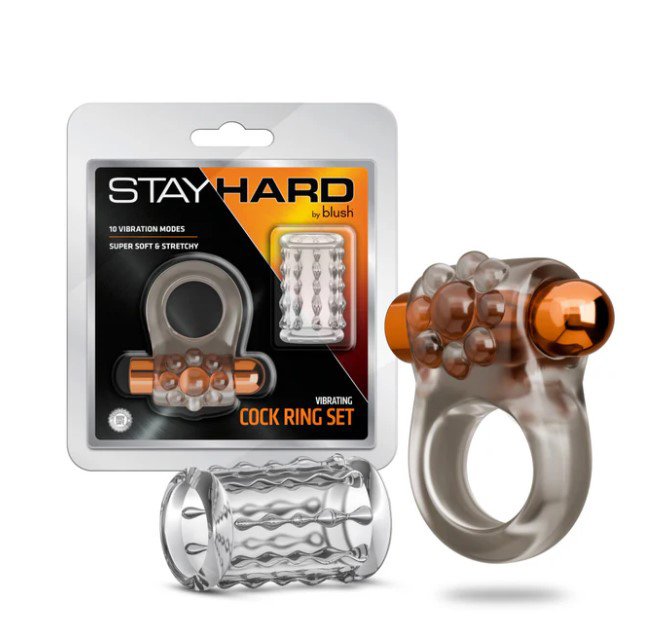 Stay Hard Vibrating Cock Ring Set With Sleeve Textured Sheath image 0 Stay Hard Vibrating Cock Ring Set With Sleeve Textured Sheath - Image 1