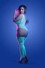 Illuminate Crotchless Teddy Bodystocking - Queen - White/blue - Image 2