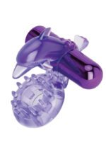 Bodywand Rechargeable Dolphin Ring With Ticklers - Purple - Image 3