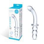8 Inch Ribbed G-Spot Glass Dildo - Clear - Image 2