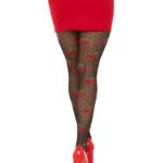 Polka Dot Cherry Tights - One Size - Black