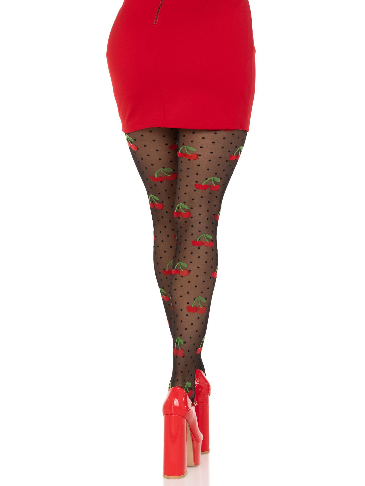 Polka Dot Cherry Tights - One Size - Black image 0 Polka Dot Cherry Tights - One Size - Black - Image 1