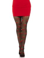 Polka Dot Cherry Tights - One Size - Black - Image 3