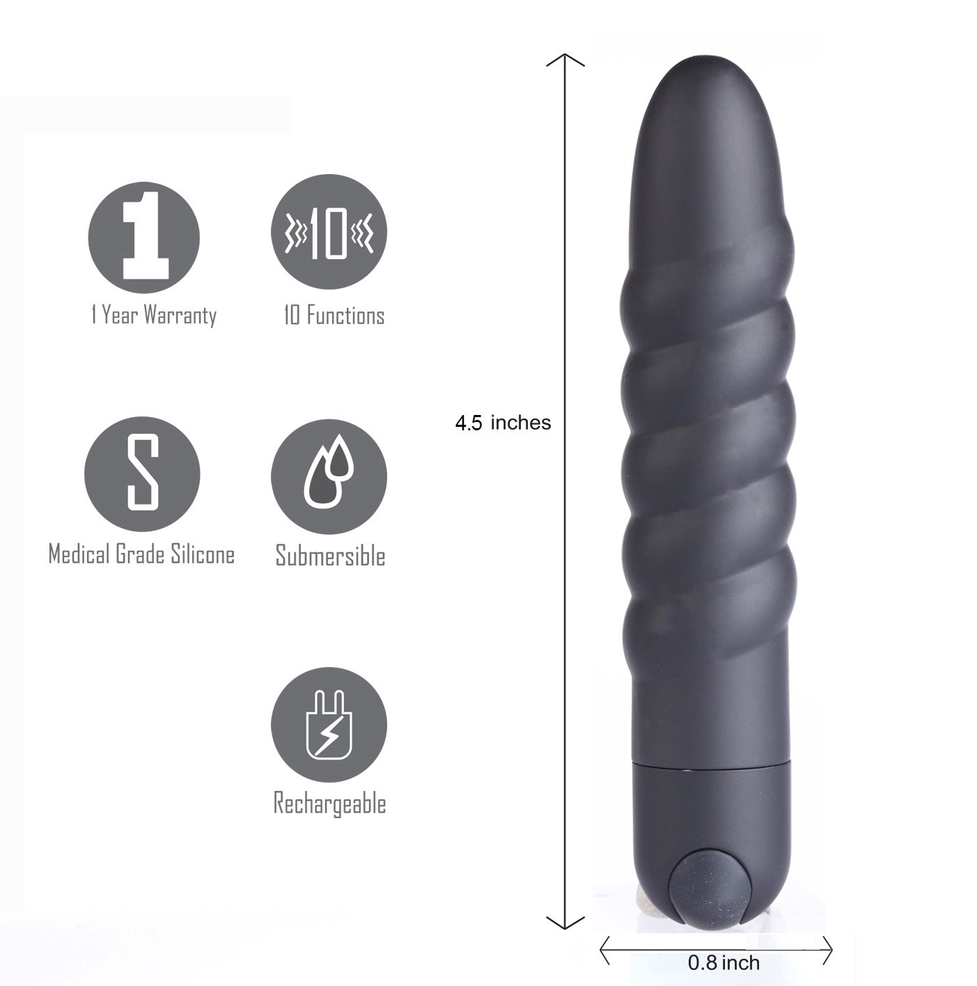 Lola 10 Function Vibrating Twisty Bullet - Black image 0 Lola 10 Function Vibrating Twisty Bullet - Black - Image 1