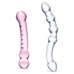 2 Pc Double Pleasure Glass Dildo Set - Pink/clear - Image 6