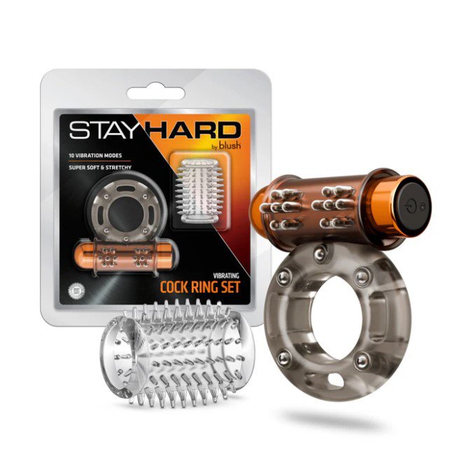 Stay Hard Vibrating Cock Ring Set With Sleeve Textured Sheath image 0 Stay Hard Vibrating Cock Ring Set With Sleeve Textured Sheath - Image 1