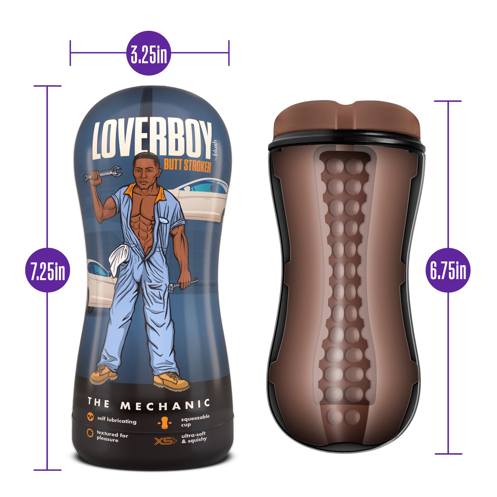 Loverboy - the Mechanic - Self Lubricating Stroker - Brown image 0 Loverboy - the Mechanic - Self Lubricating Stroker - Brown - Image 1