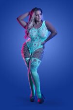 Illuminate Crotchless Teddy Bodystocking - Queen - White/blue - Image 3