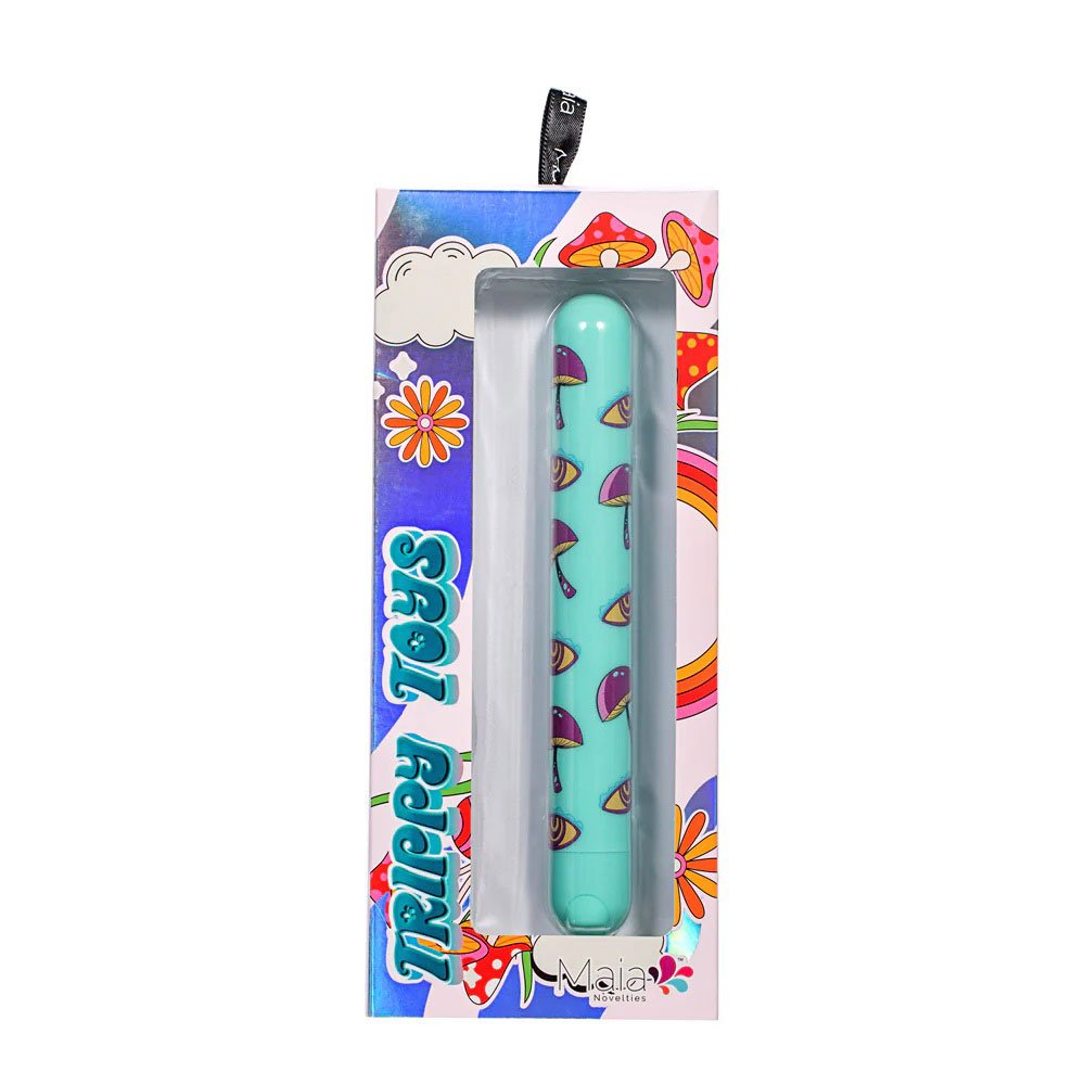 Lucy Mushroom Pattern Rechargeable X-Long Bullet - Blue image 0 Lucy Mushroom Pattern Rechargeable X-Long Bullet - Blue - Image 1