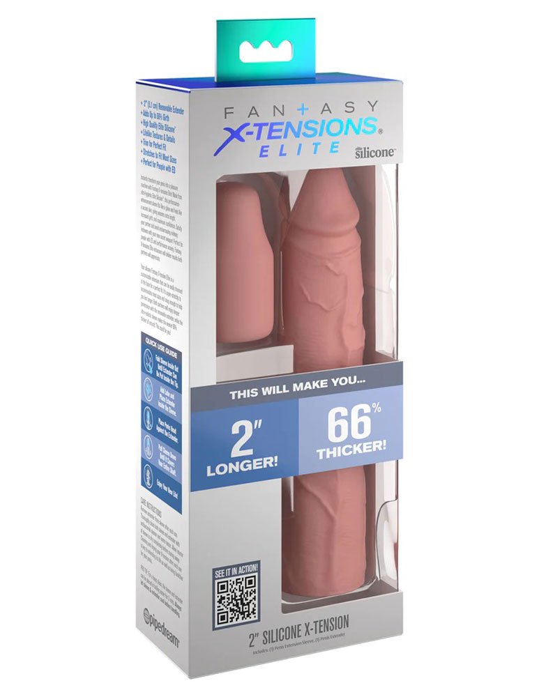 Fantasy X-Tensions Elite 8 Inch Sleeve With 2 Inch Plug - Light image 0 Fantasy X-Tensions Elite 8 Inch Sleeve With 2 Inch Plug - Light - Image 1