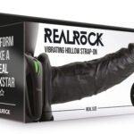 Vibrating Hollow Strap-on No Balls 8 Inch - Black