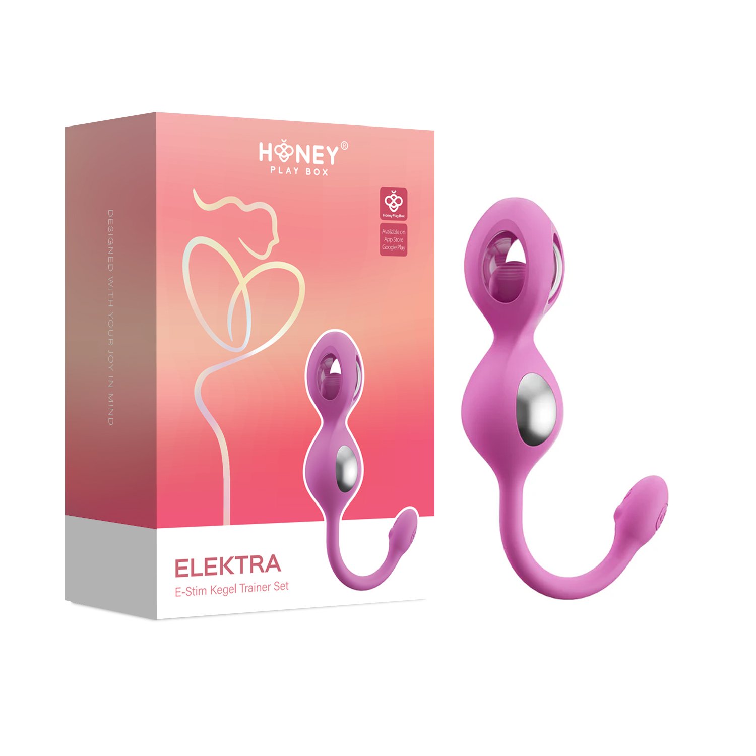 Elektra App-Enabled E-Stim Kegel Trainer Kit -Pink image 0 Elektra App-Enabled E-Stim Kegel Trainer Kit -Pink - Image 1