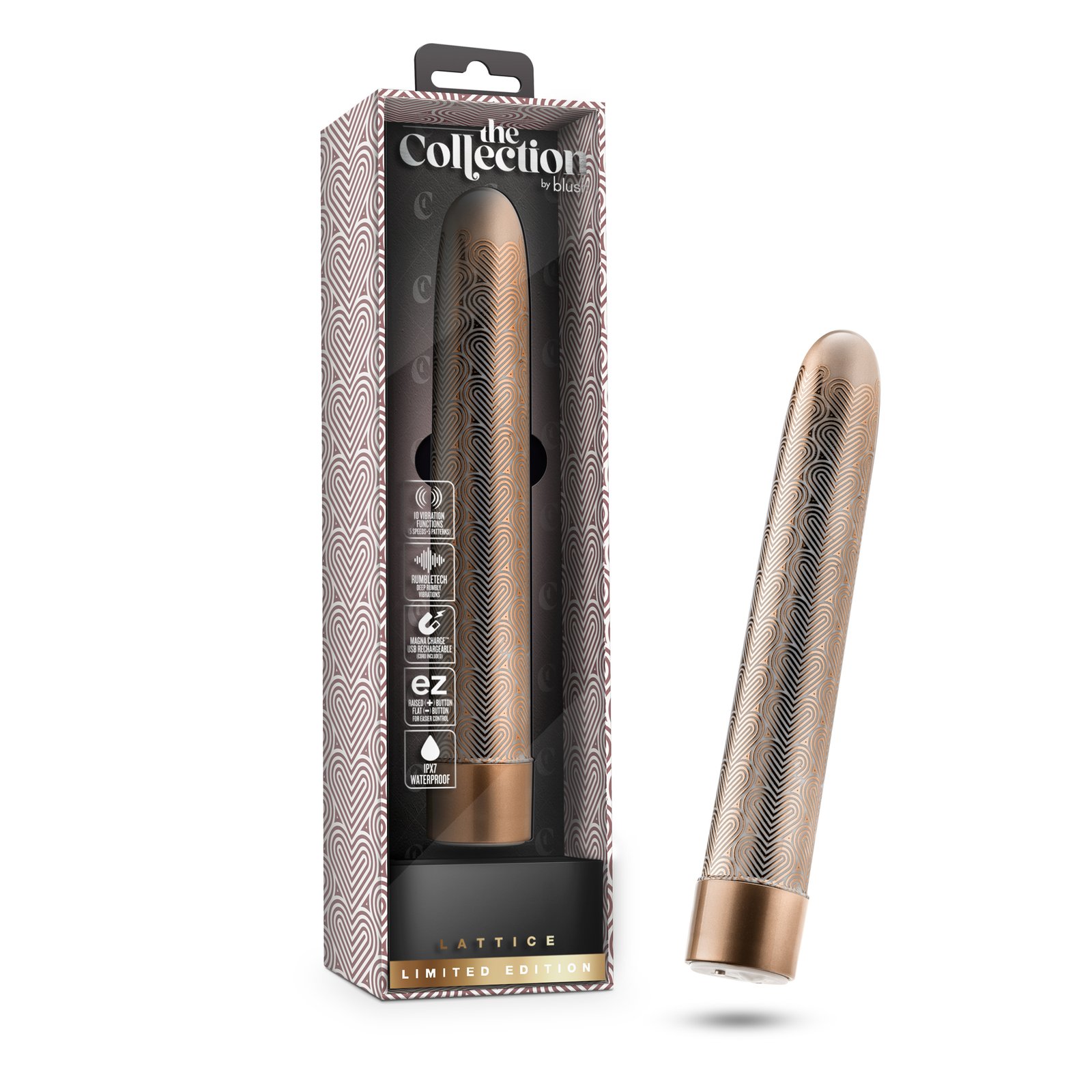 The Collection - Lattice - 7 Inch Rechargeable Vibe - Rose Gold image 0 The Collection - Lattice - 7 Inch Rechargeable Vibe - Rose Gold - Image 1