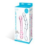 2 Pc Double Pleasure Glass Dildo Set - Pink/clear - Image 5