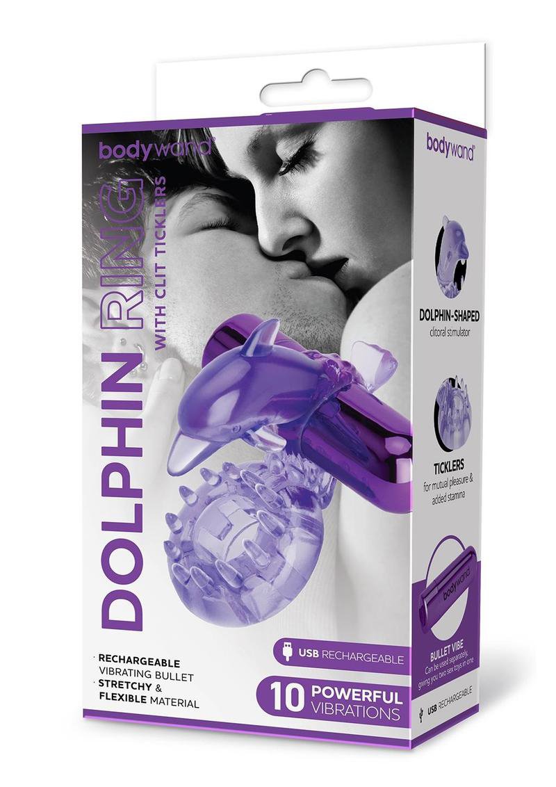 Bodywand Rechargeable Dolphin Ring With Ticklers - Purple image 0 Bodywand Rechargeable Dolphin Ring With Ticklers - Purple - Image 1