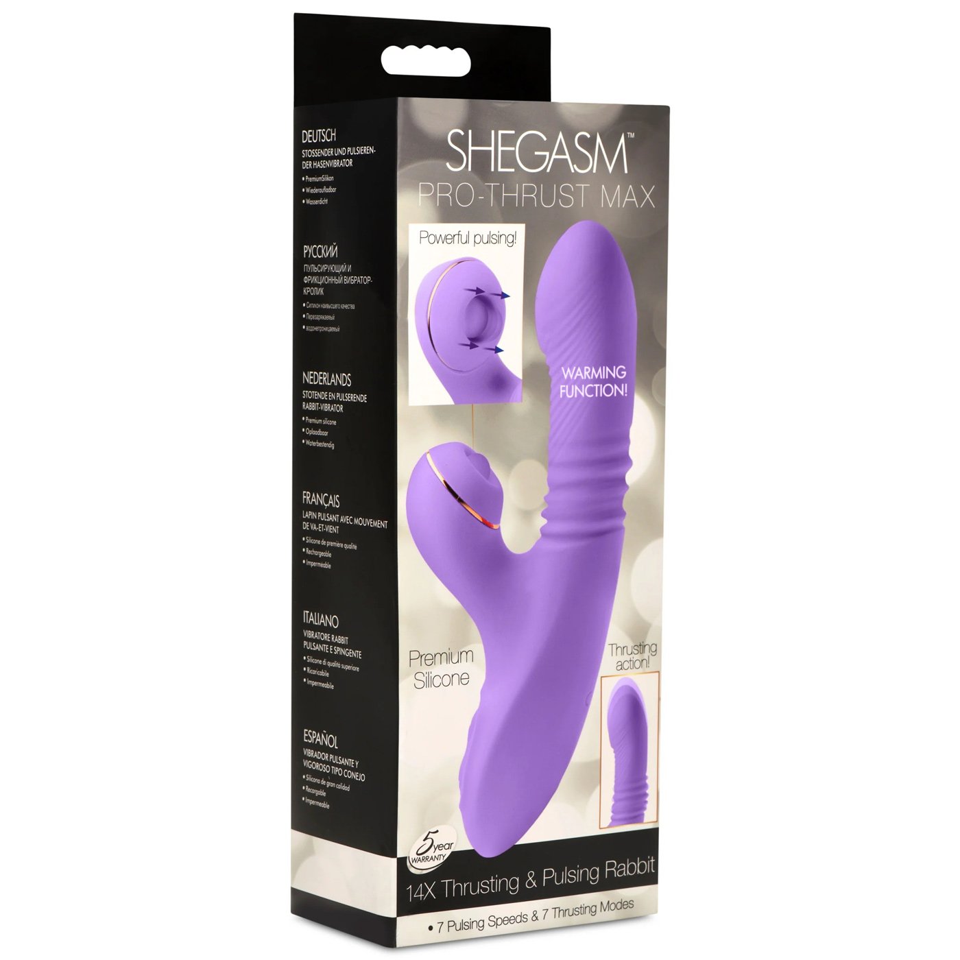Pro-Thrust Max 14x Thrusting and Pulsing Silicone Rabbit - Purple image 0 Pro-Thrust Max 14x Thrusting and Pulsing Silicone Rabbit - Purple - Image 1